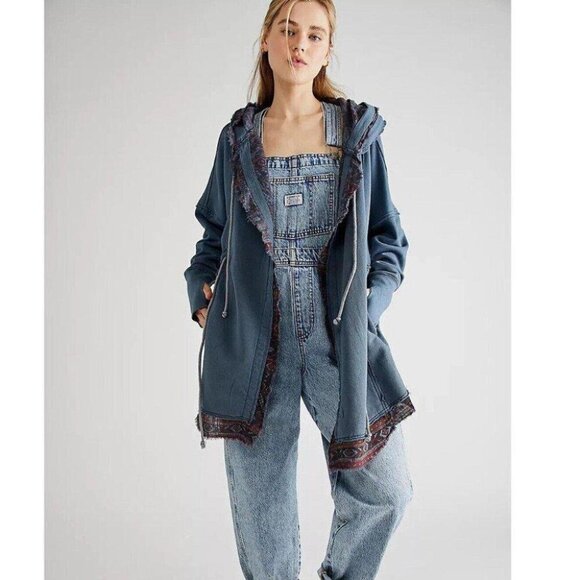 Free People Jackets & Blazers - Free People We The Free Ritual Cardigan Top Hoodie Blue Oversized XS NWT